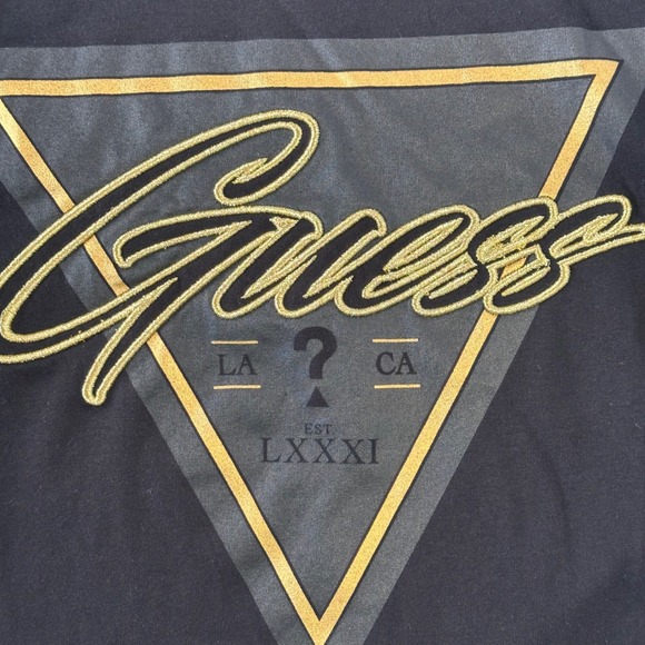 Guess Los‎ Angeles Mens Logo Tee T-Shirt Crew Neck Short Sleeve Black Medium - Picture 2 of 4